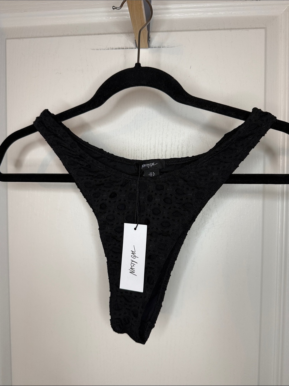 Nasty Gal Black Lace High-Cut Bikini Bottoms